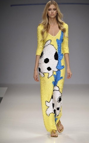 enrico coveri abito lungo giallo primavera estate 2011